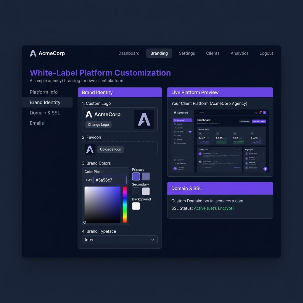 ProspectArc white-label platform customization with branding options and live preview